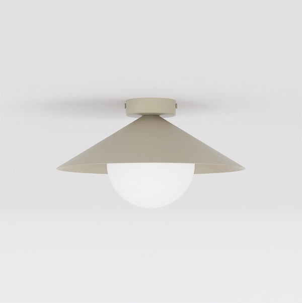 Plafonnier Mono beige, verre blanc, H 30 cm