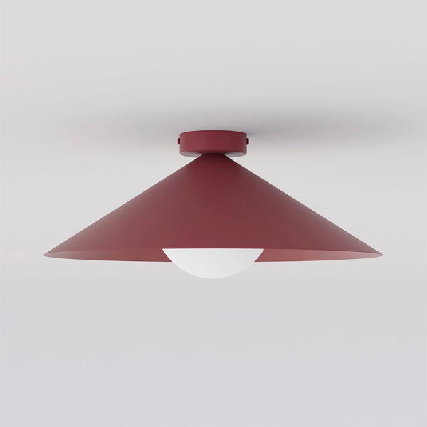 Plafonnier Mono bordeaux, verre bordeaux, H 40 cm