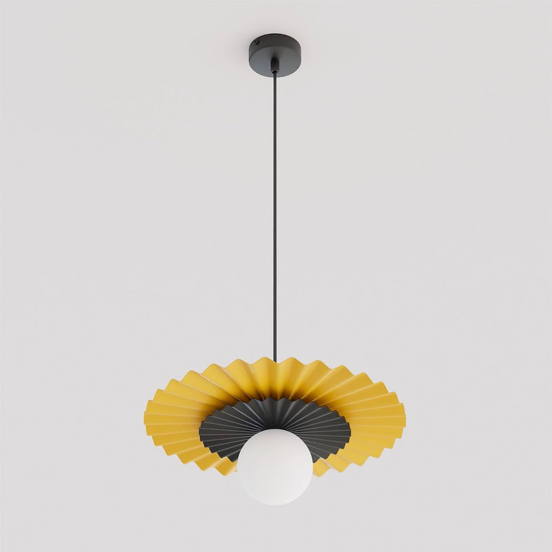 Suspension Umbra noire et orange, verre blanc