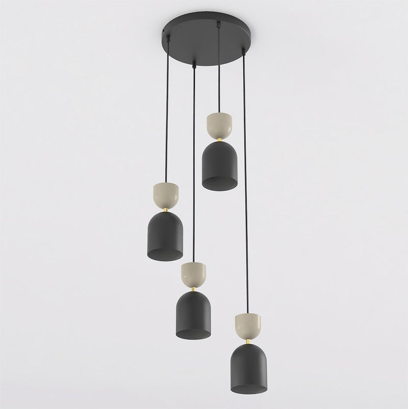 Suspension Gaudi 3 lumières noire et beige, H 38 cm