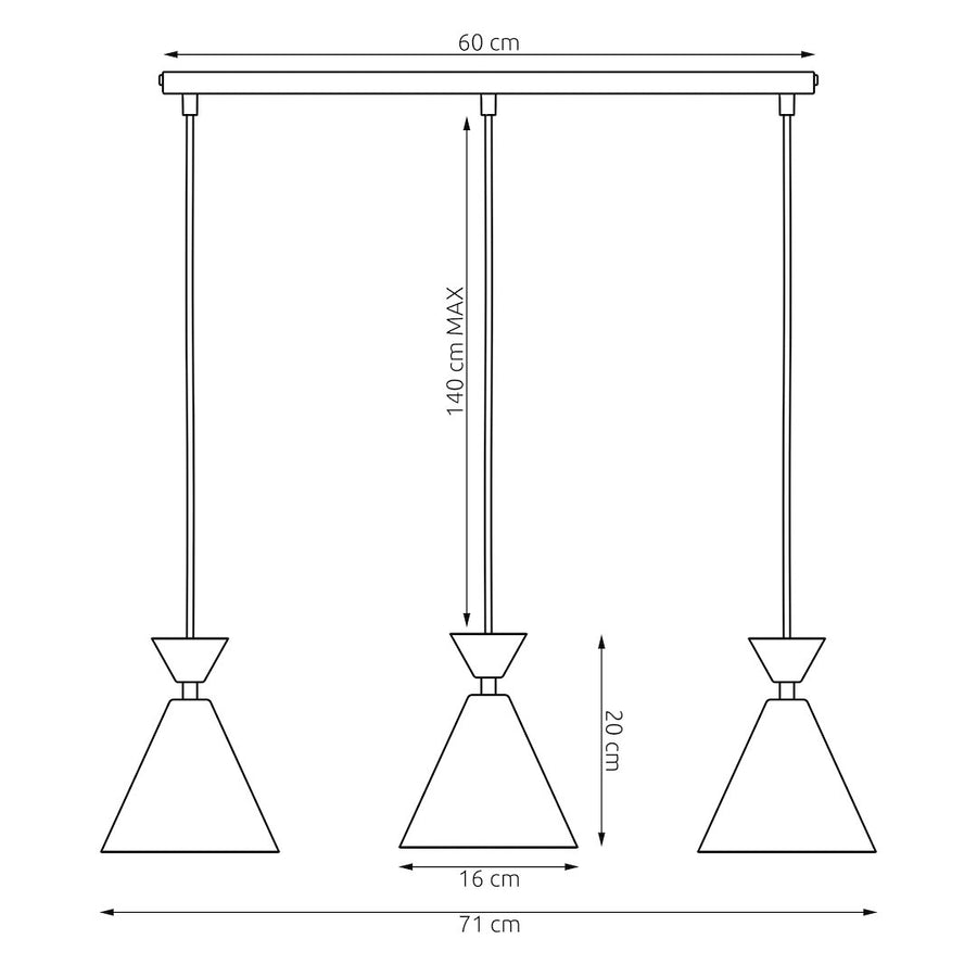 Suspension Klever 3 lumières noire