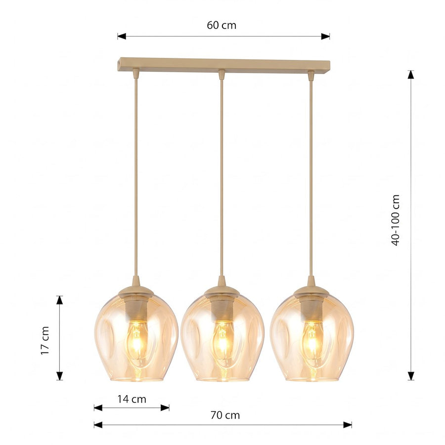 Schéma de dimensions : largeur 70 cm, barre 60 cm, hauteur réglable 40 à 100 cm.