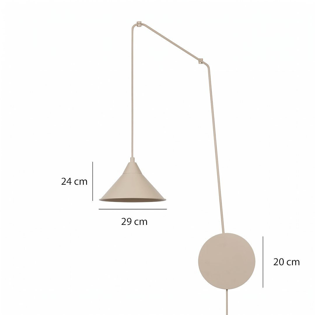 Schéma de dimensions avec abat-jour 24 sur 29 cm et pastille murale 20 cm