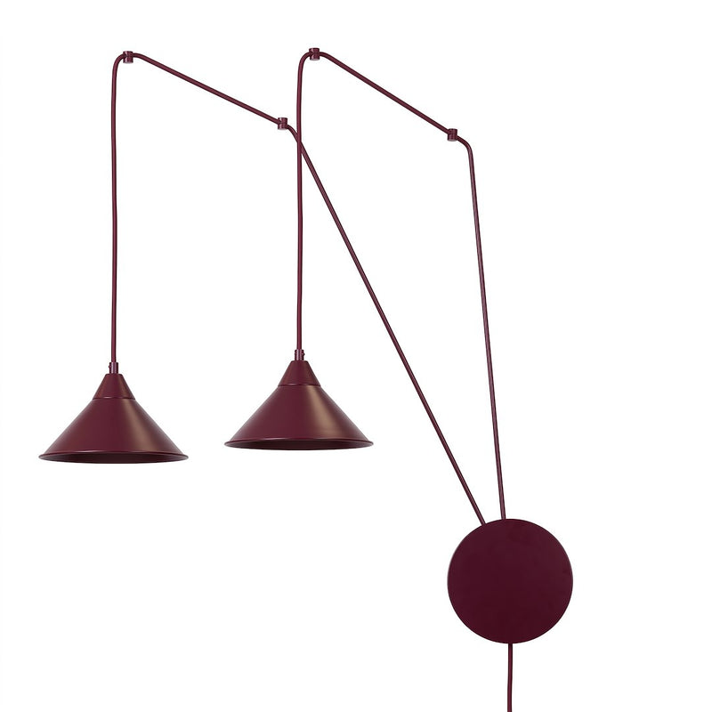 Suspension Abramo 2 lumières bordeaux