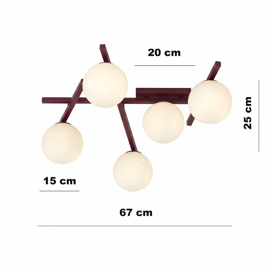 Schéma de dimensions du luminaire avec cotes 67, 25, 20 et 15 centimètres