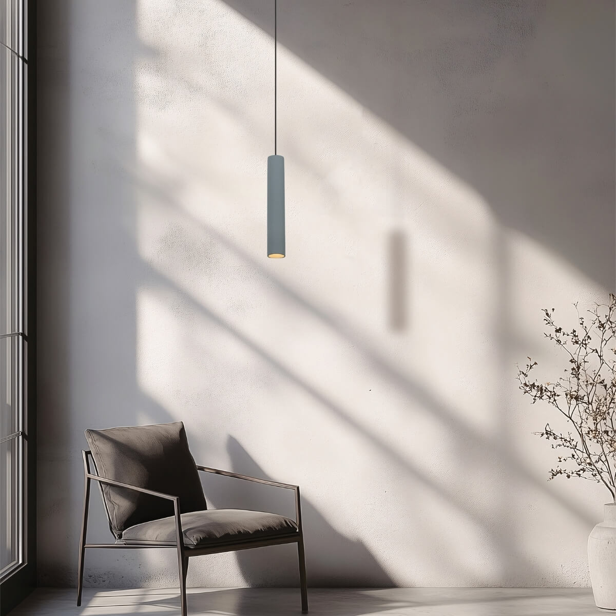 Suspension ZAMBELIS D70 GU10 DESIGN Beton et Noir Mat Sans Source 180024