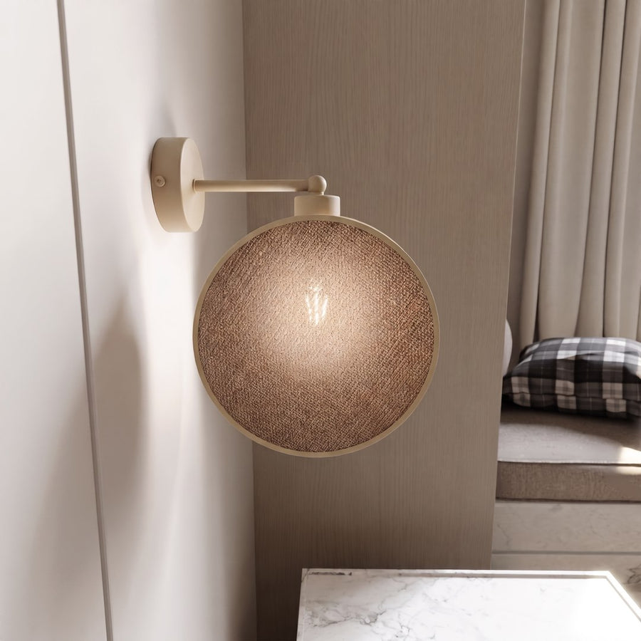 Suspension Motif beige, tissu rotin
