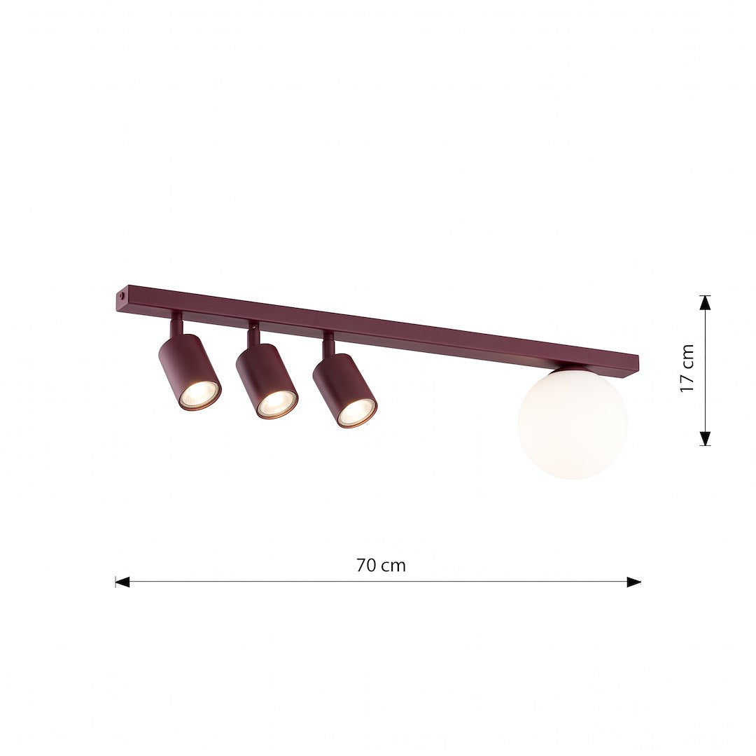 Schéma coté indiquant 70 cm de largeur et 17 cm de hauteur