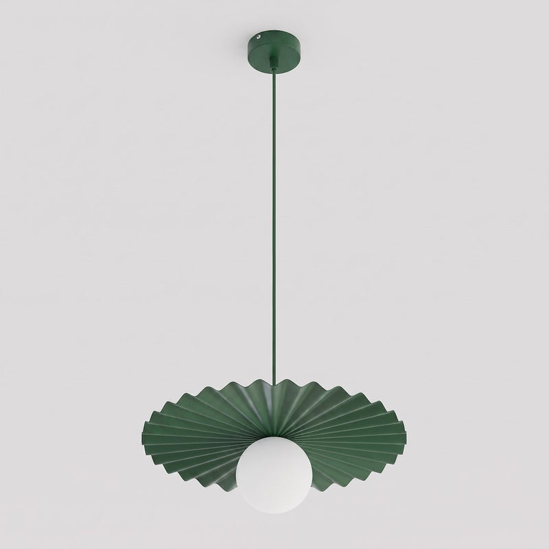 Suspension Umbra verte, verre blanc