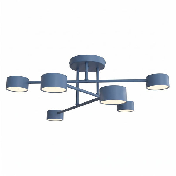 Plafonnier Halo 6 lumières bleu