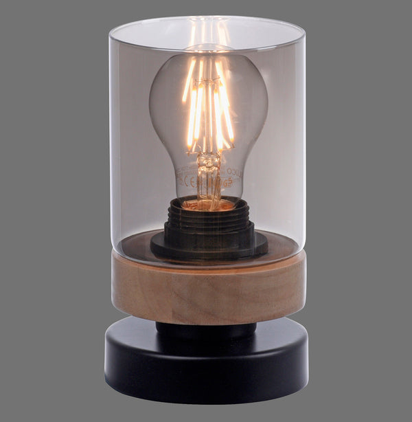 Lampe à poser Pasqual noire et bois