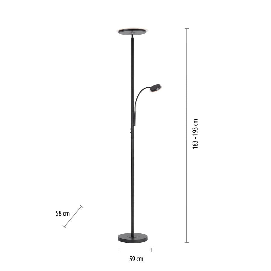 Lampadaire Hans noir, L 58 cm