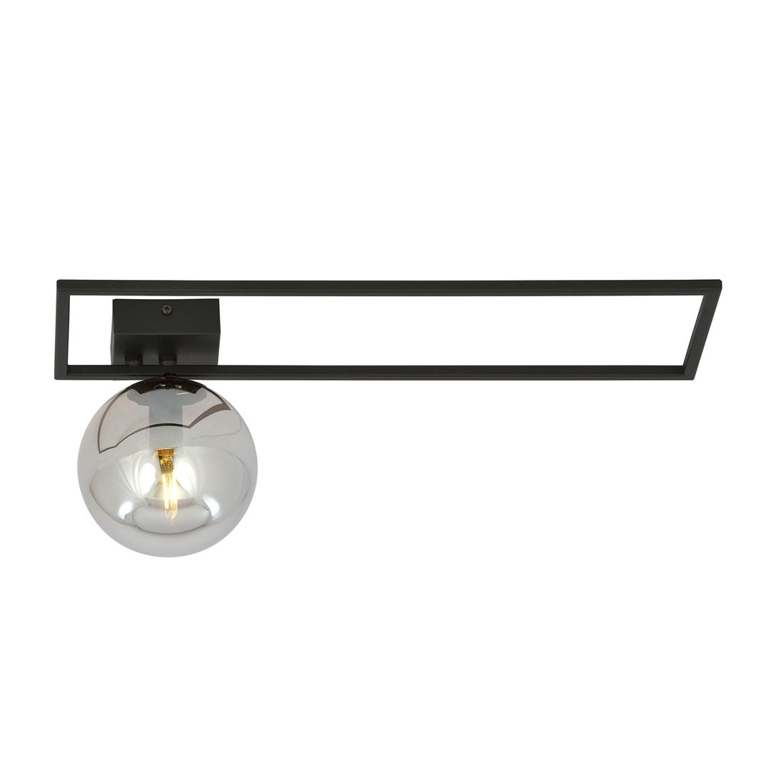 Imago 1-light ceiling lamp, black, graphite glass, version B