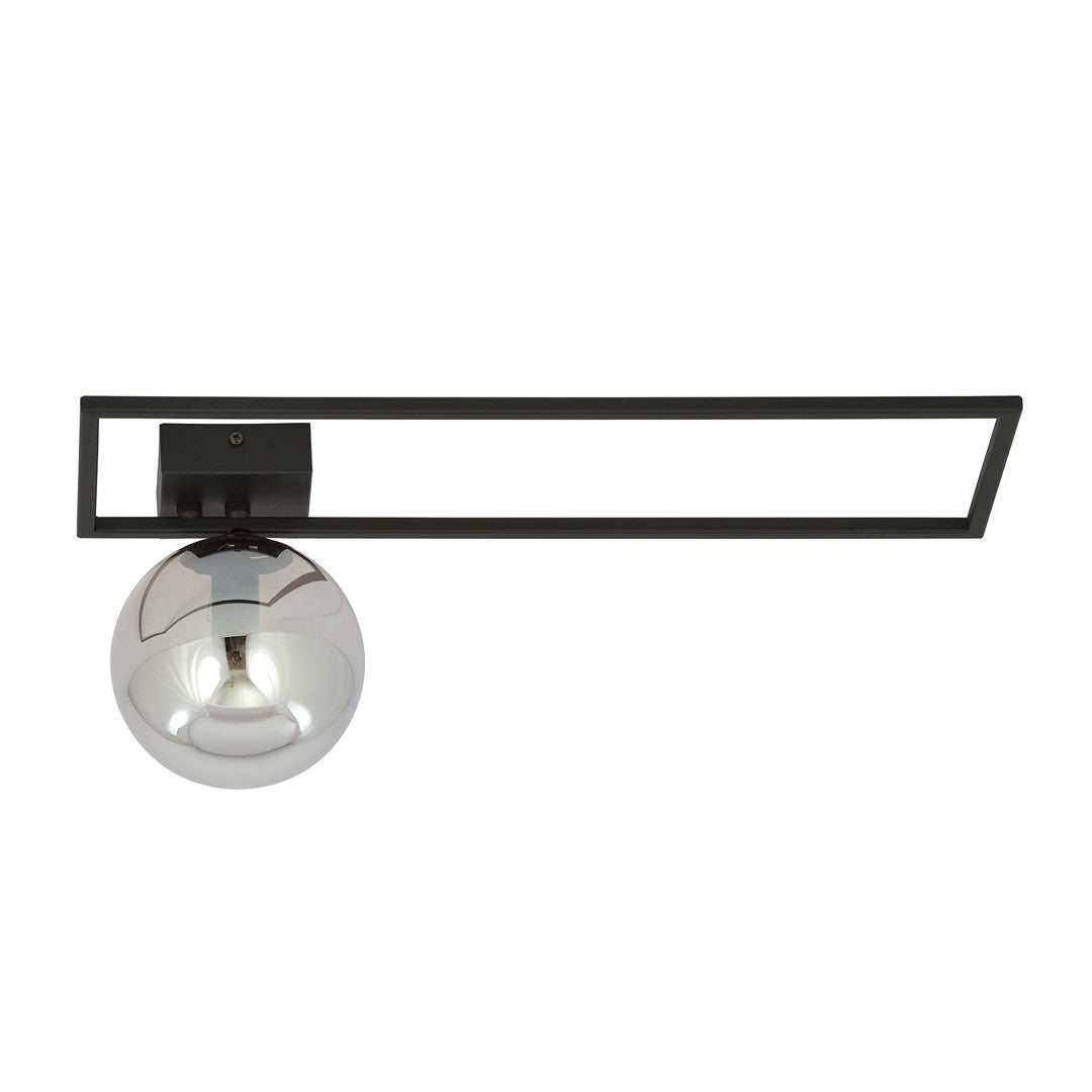 Imago 1-light ceiling lamp, black, graphite glass, version B