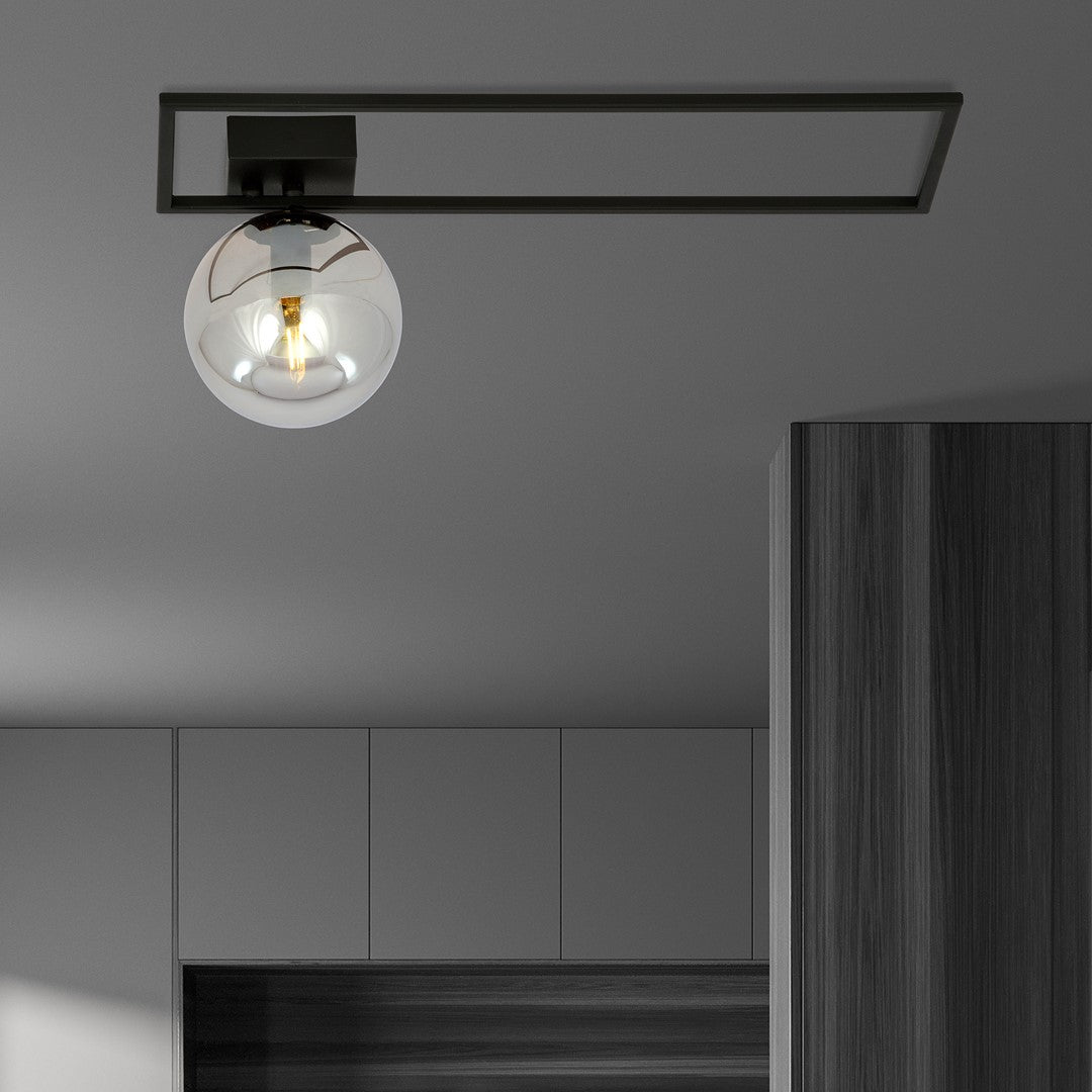 Imago 1-light ceiling lamp, black, graphite glass, version B