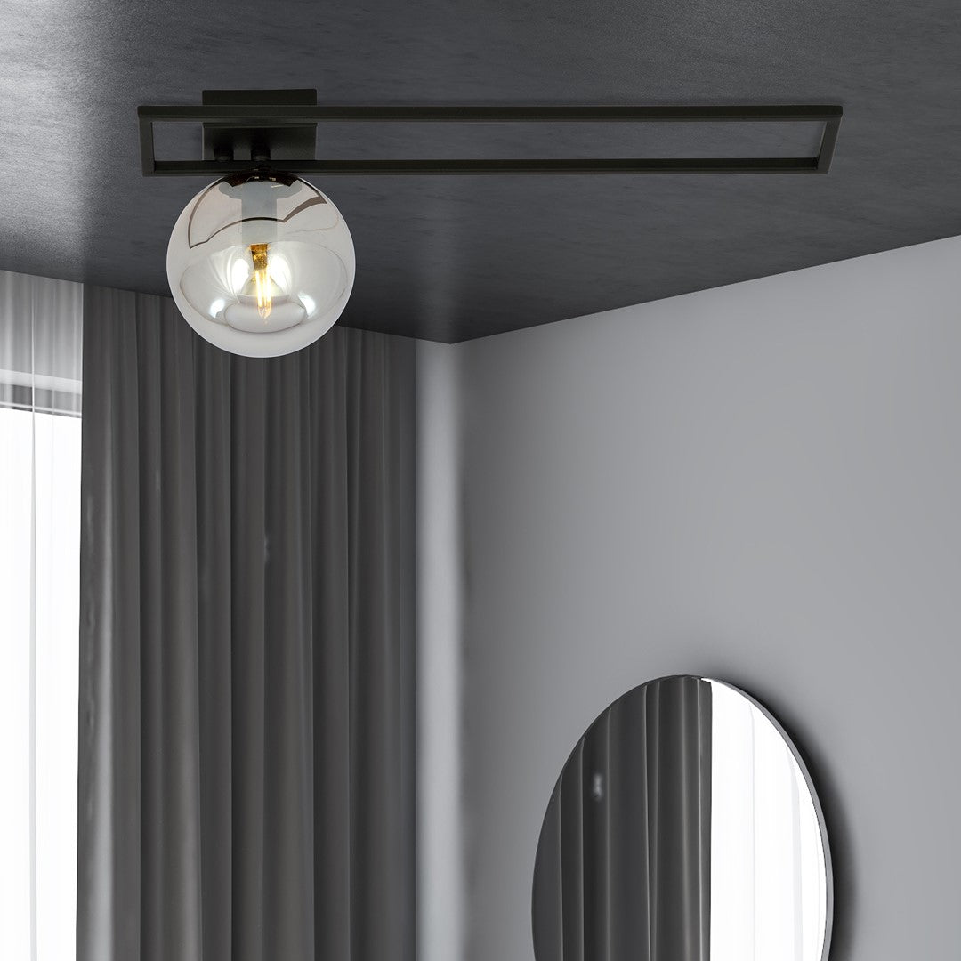 Imago 1-light ceiling lamp, black, graphite glass, version C