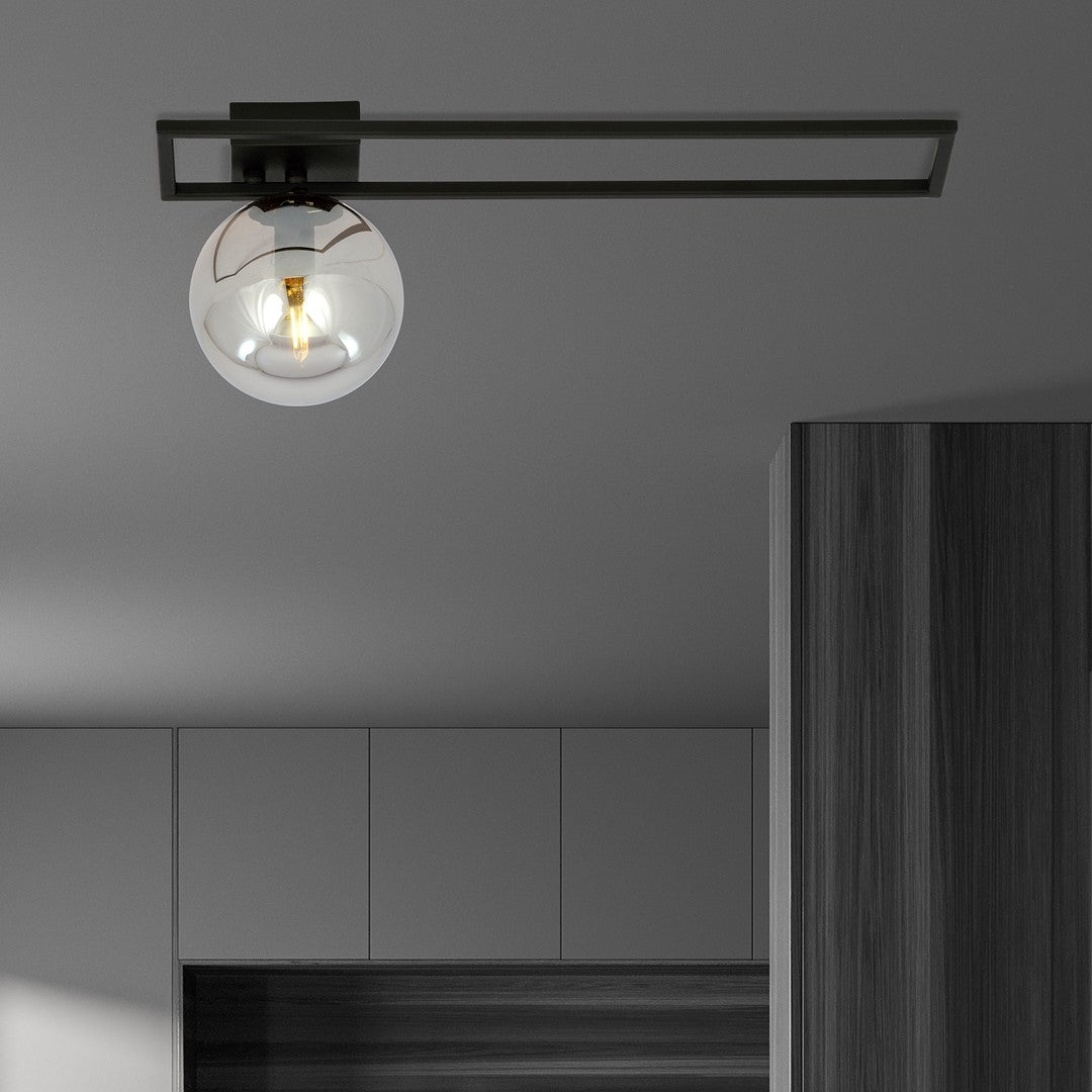 Imago 1-light ceiling lamp, black, graphite glass, version C