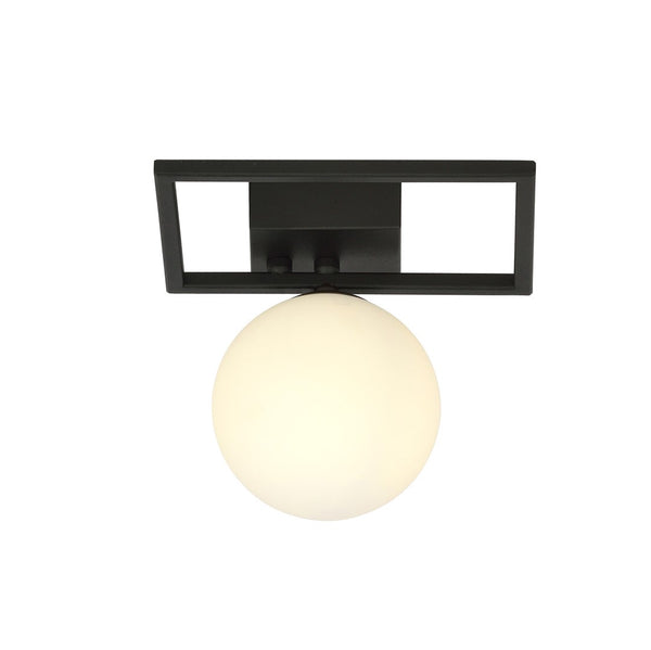 Imago 1-light ceiling lamp black, opal glass, E version