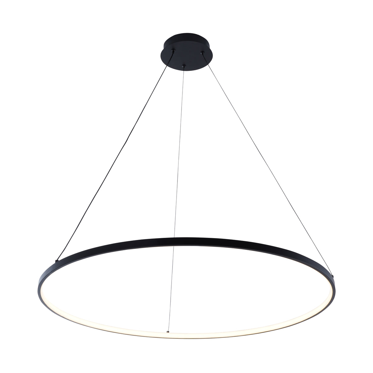 Vue produit de l'anneau noir lumineux avec câbles fins et diffuseur LED