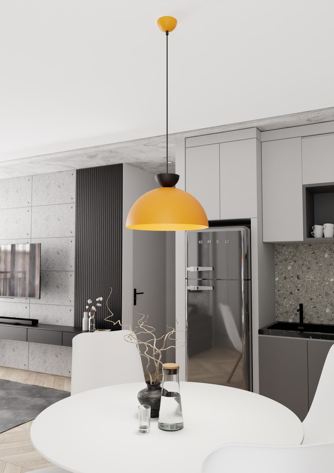 Lunaro 1-light pendant lamp, black and orange