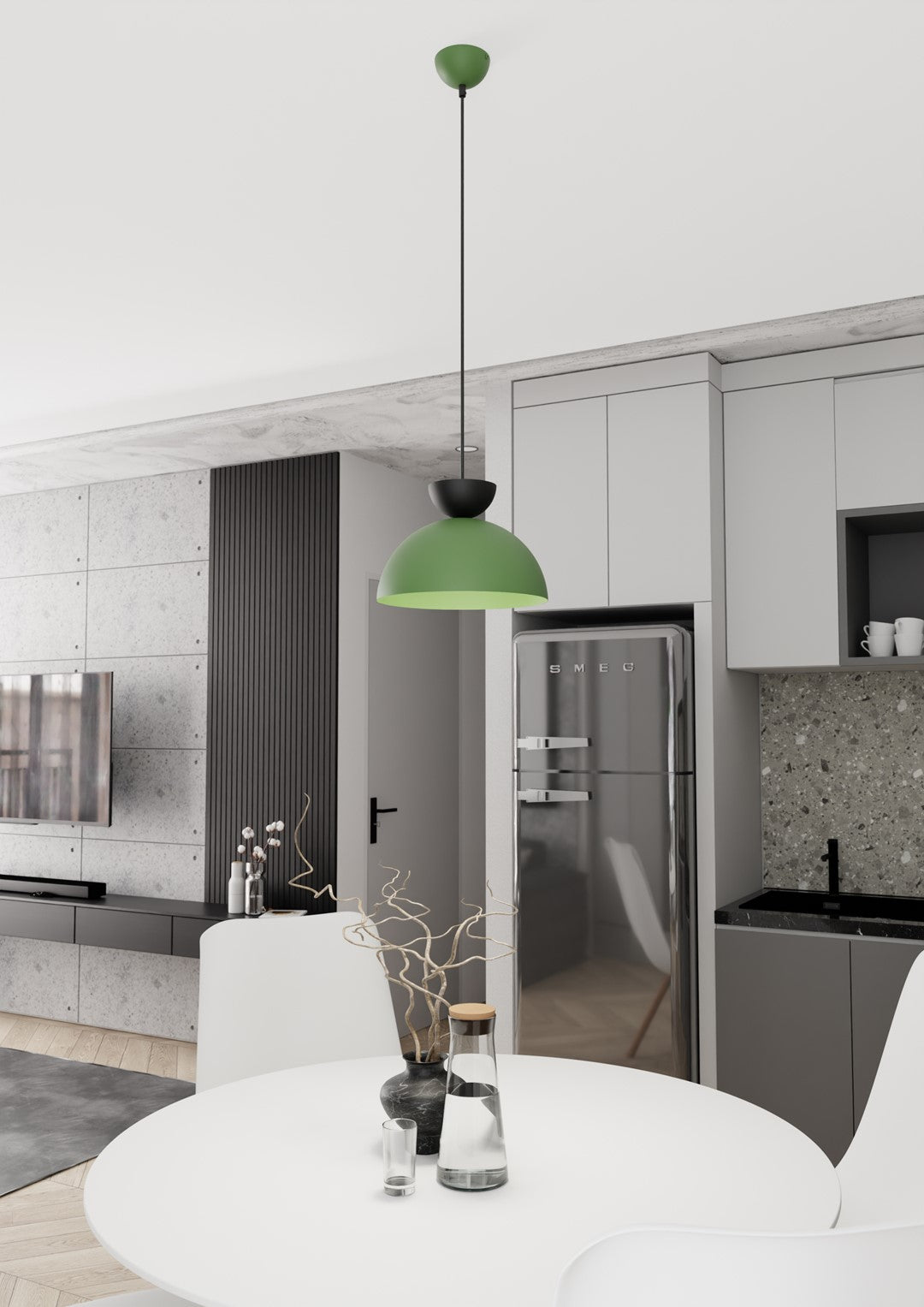 Lunaro 1-light black and green pendant light