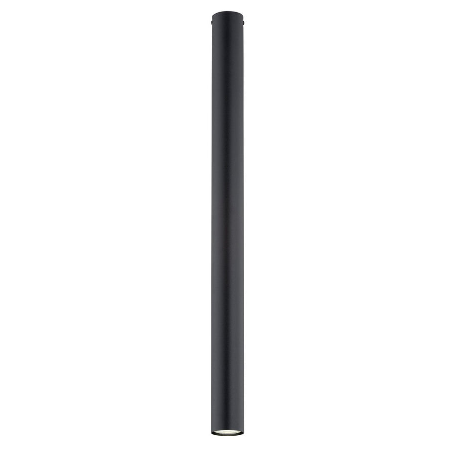 Luminaire cylindrique noir très fin présenté seul de face sur fond blanc