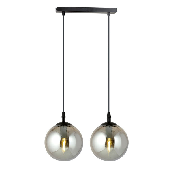 Cosmo 2-light pendant, black, graphite glass