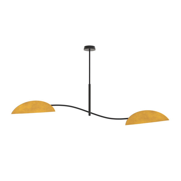 Lotus 2-light ceiling lamp black, mustard