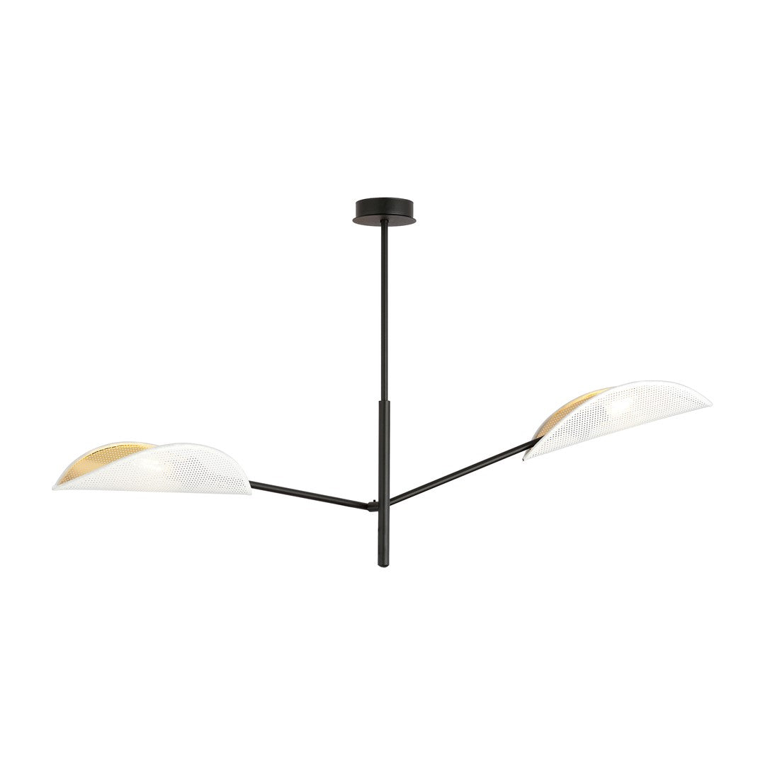 Vene 2-light flush mount white and gold