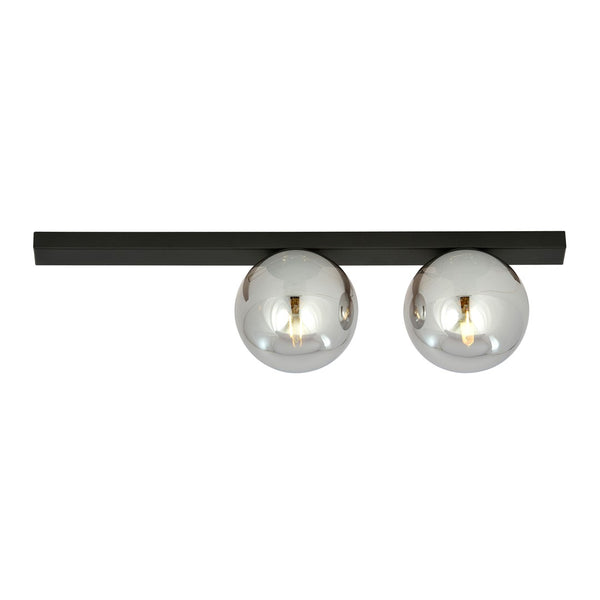 Fit 2-light flush mount black, graphite glass