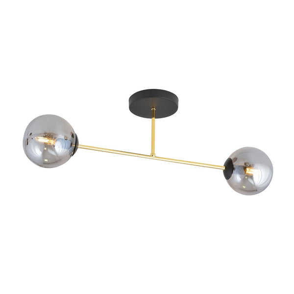 Magnum 2-light flush mount black, graphite glass