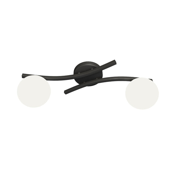 Opus 2-light flush mount, black, opal glass