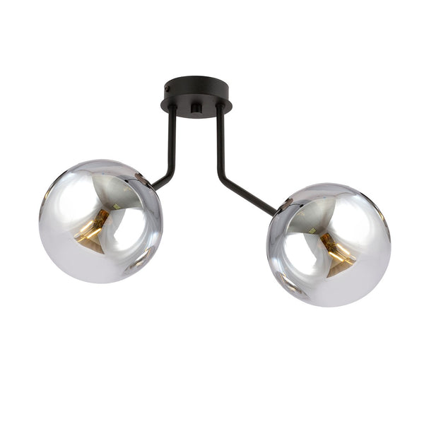 Nova 2-light pendant, black, graphite glass