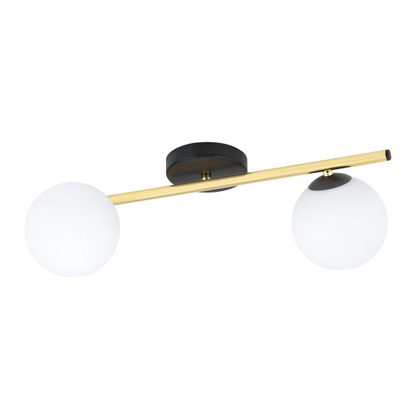 Splendi 2-light flush mount black, opal glass