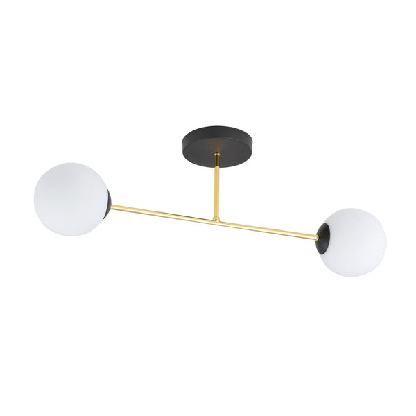 Magnum 2-light ceiling lamp black, opal glass