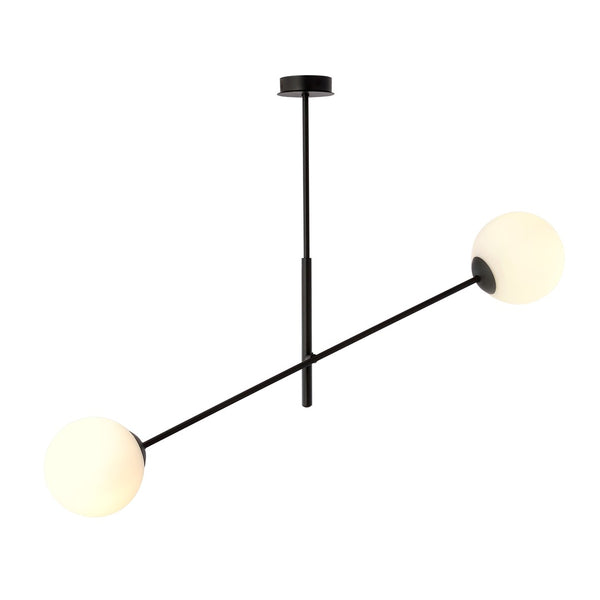 2-light Linear Pendant black, opal glass