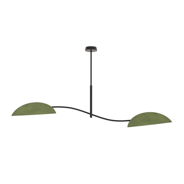Lotus 2-light pendant lamp black and green