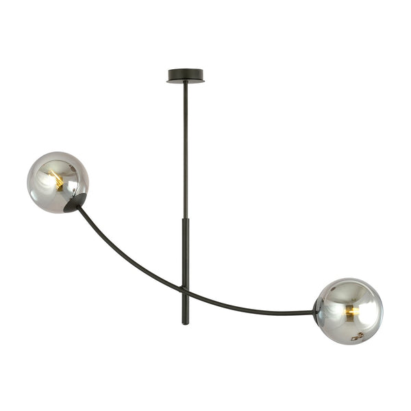 Hunter 2-light flush mount, black, graphite glass