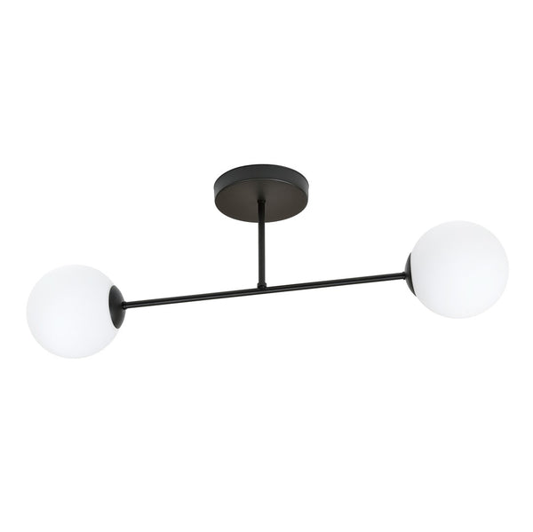Roma 2-light ceiling lamp, black, opal glass