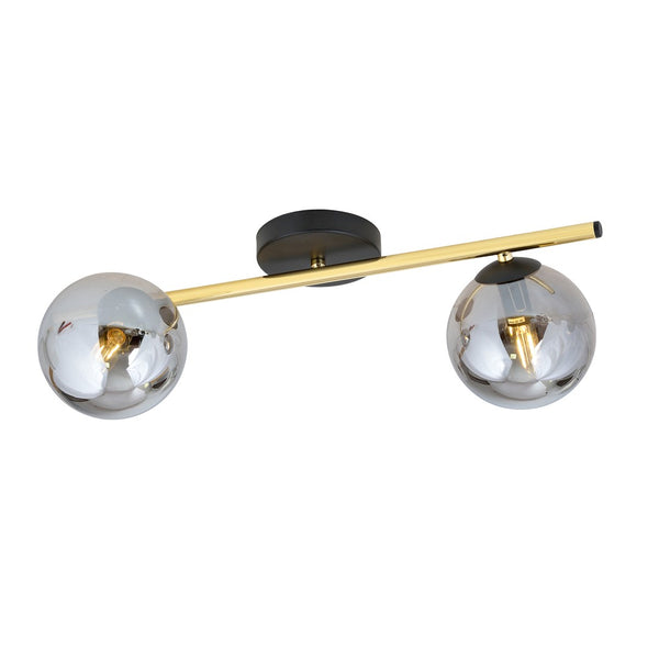 Splendi 2-light flush mount black, graphite glass