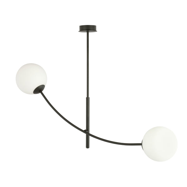 Hunter 2-light flush mount, black, opal glass