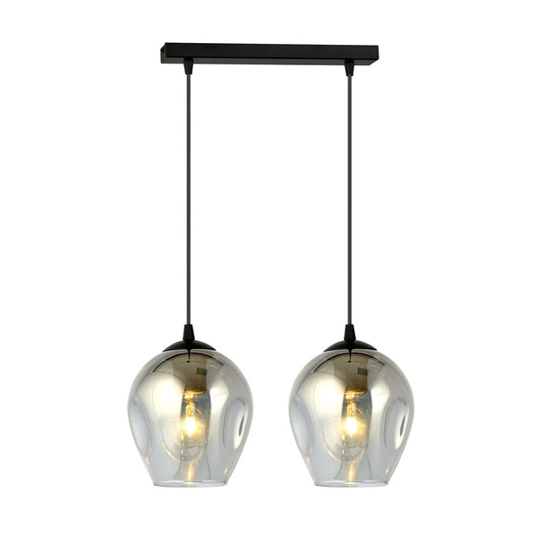 Istar 2-light pendant, black, graphite glass