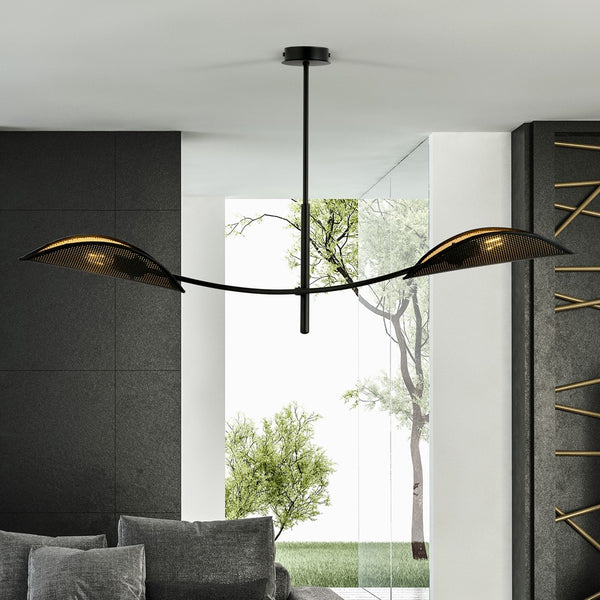 Lotus 2-light flush mount ceiling light in black and gold