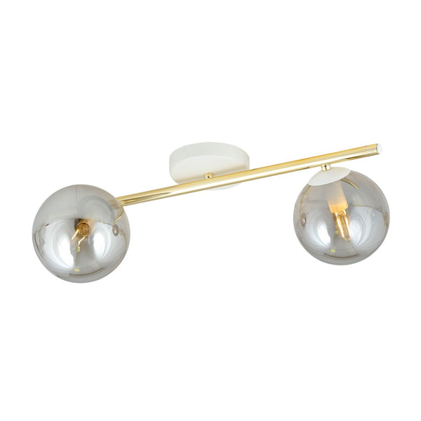 Splendi 2-light flush mount, white, graphite glass