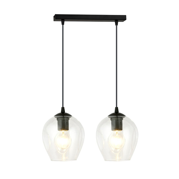 Istar 2-light black pendant, clear glass