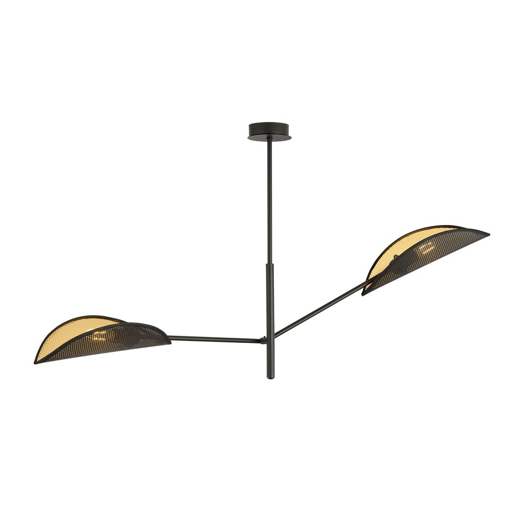 Vene 2-light pendant lamp, black and gold