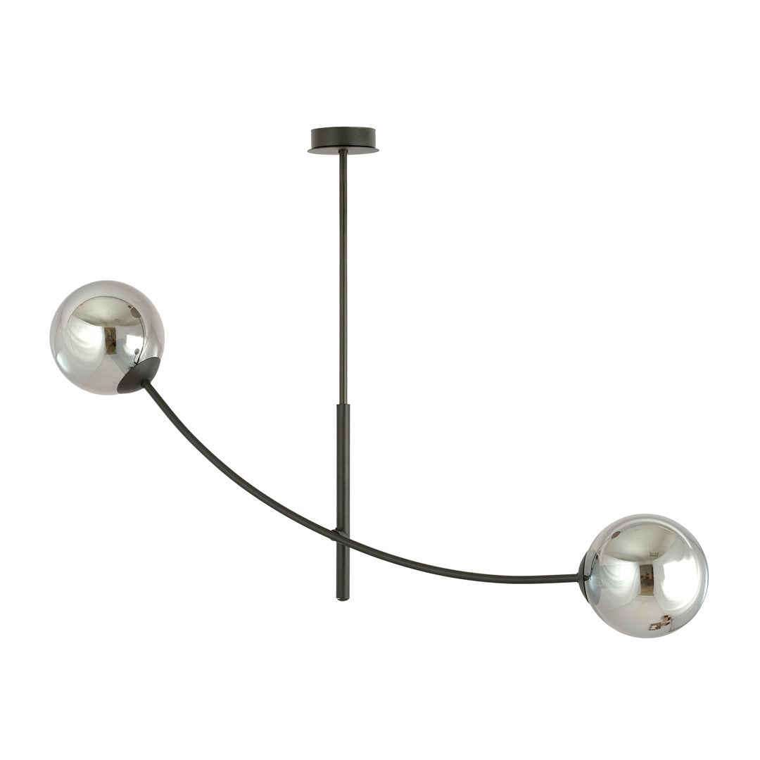 Hunter 2-light flush mount, black, graphite glass