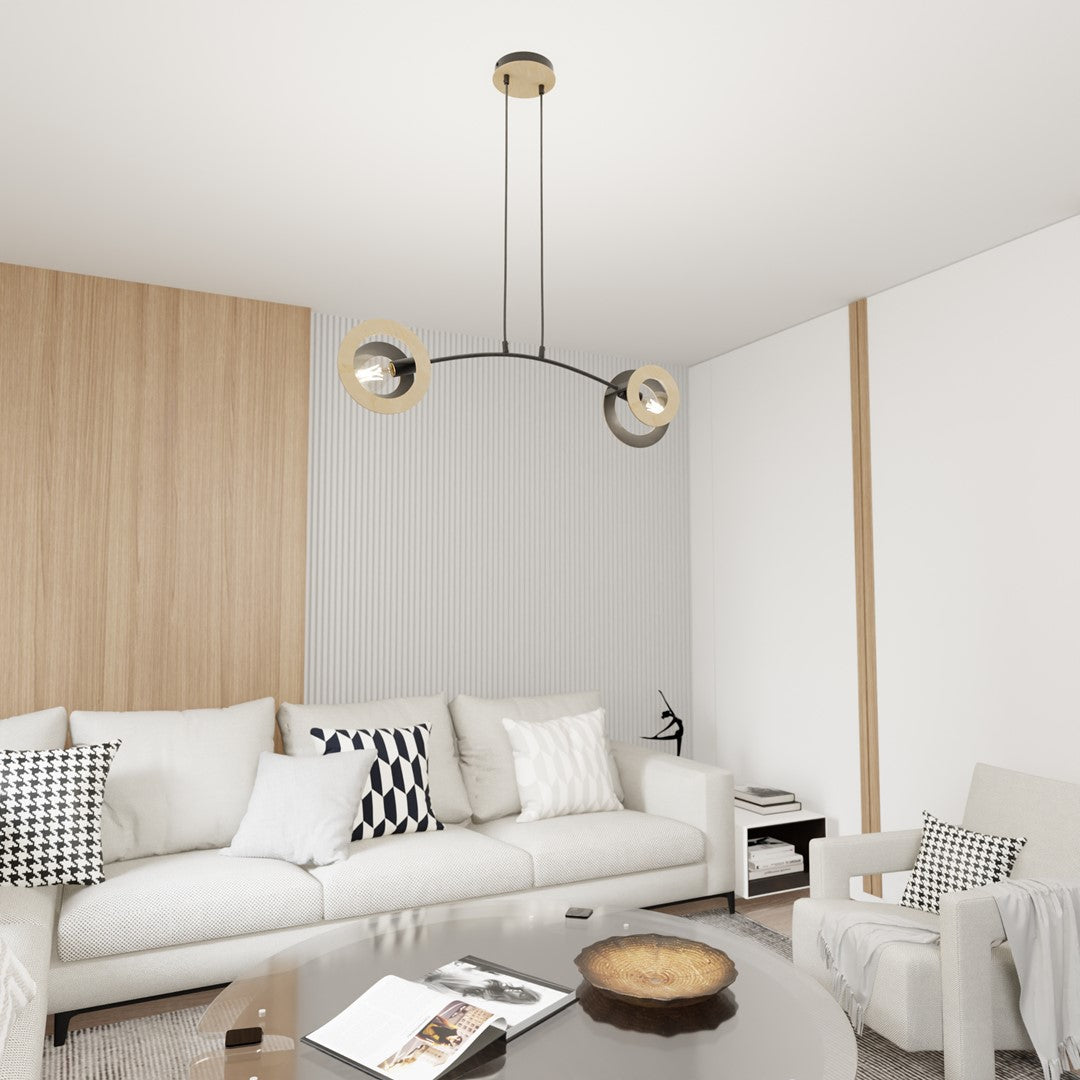 Skiva 2-light black pendant light