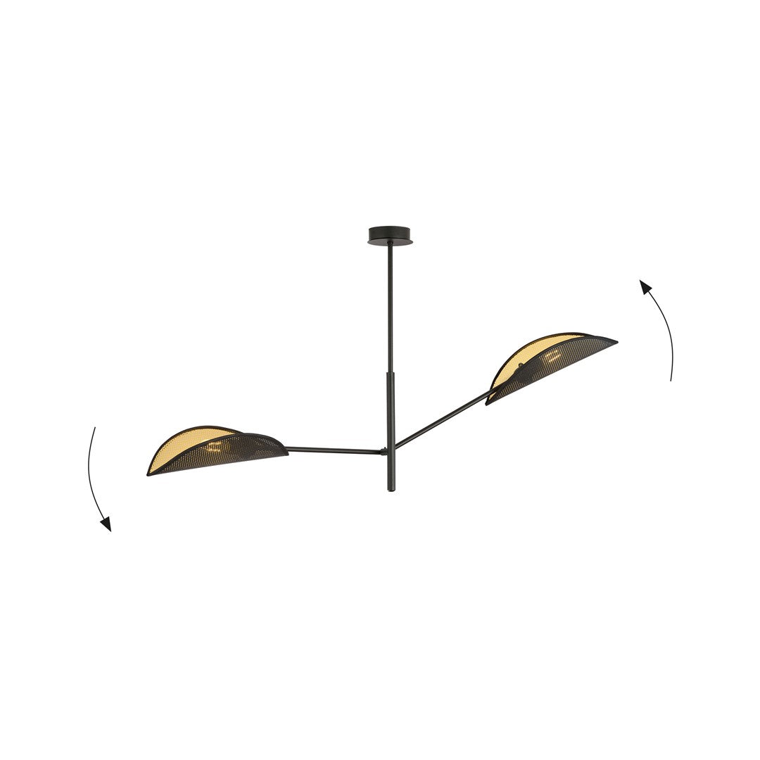 Vene 2-light pendant lamp, black and gold
