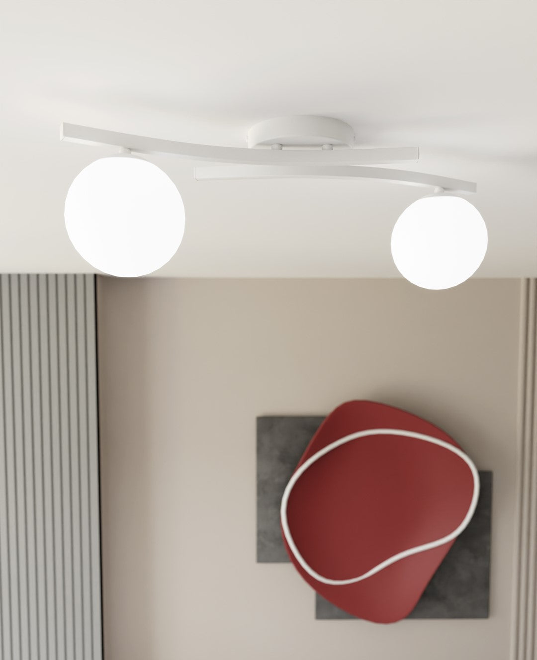 Opus 2-light pendant, white, opal glass